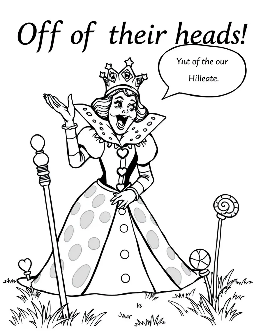The Queen of Hearts yelling "Off with their heads!" while playing croquet.