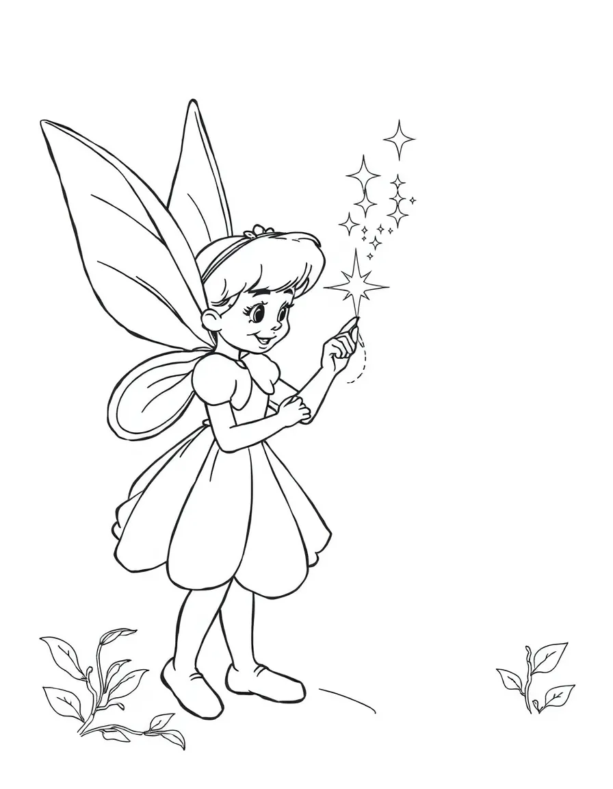 The Blue Fairy sparkling with magic, granting Pinocchio's wish.