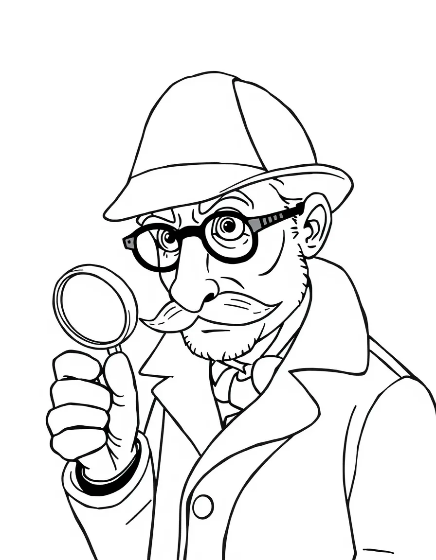 Basil of Baker Street looking like a master detective, with a magnifying glass.
