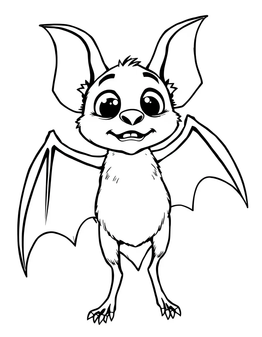 Fidget the bat looking clumsy and scared.