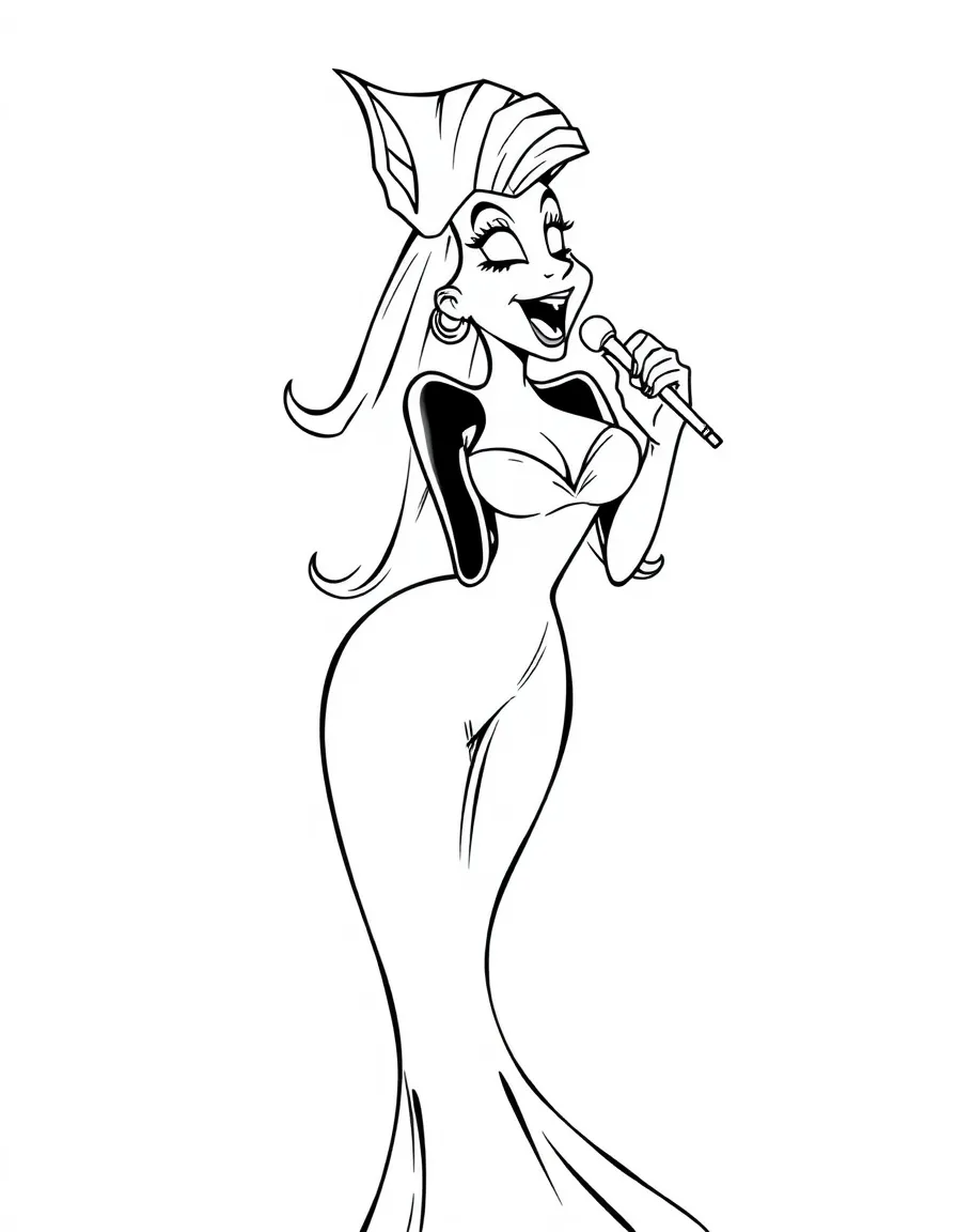Jessica Rabbit singing seductively, with her glamorous dress.