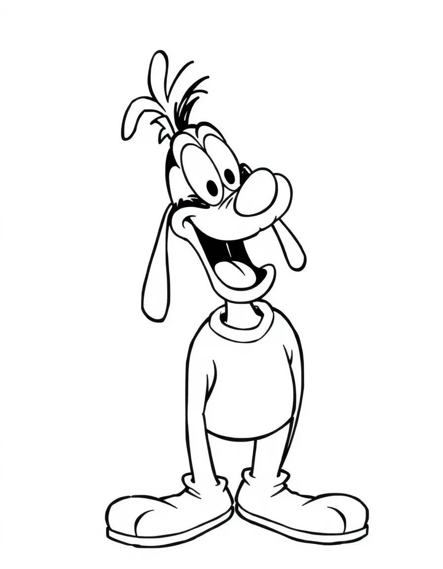 Goofy doing something silly, with a big laugh.