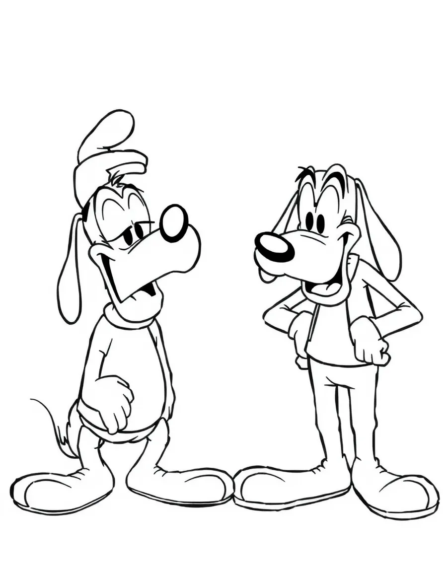 Pete looking grumpy and trying to spoil Goofy's fun.