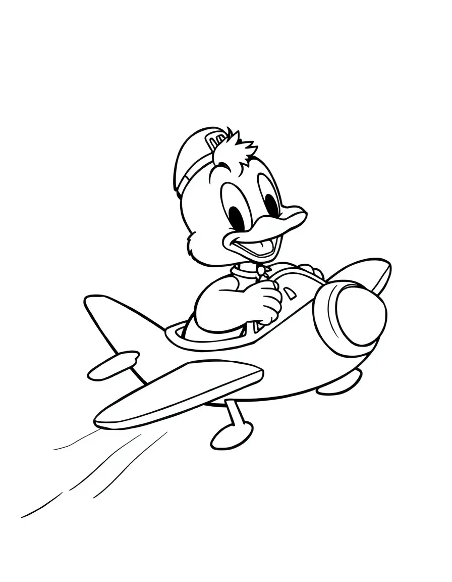 Launchpad McQuack flying a plane, looking a little crash-prone.