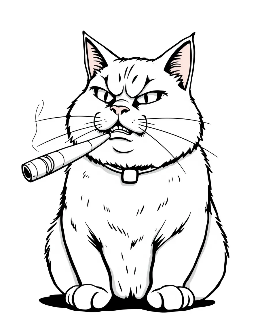 Fat Cat looking sly and cunning, with his cigar.