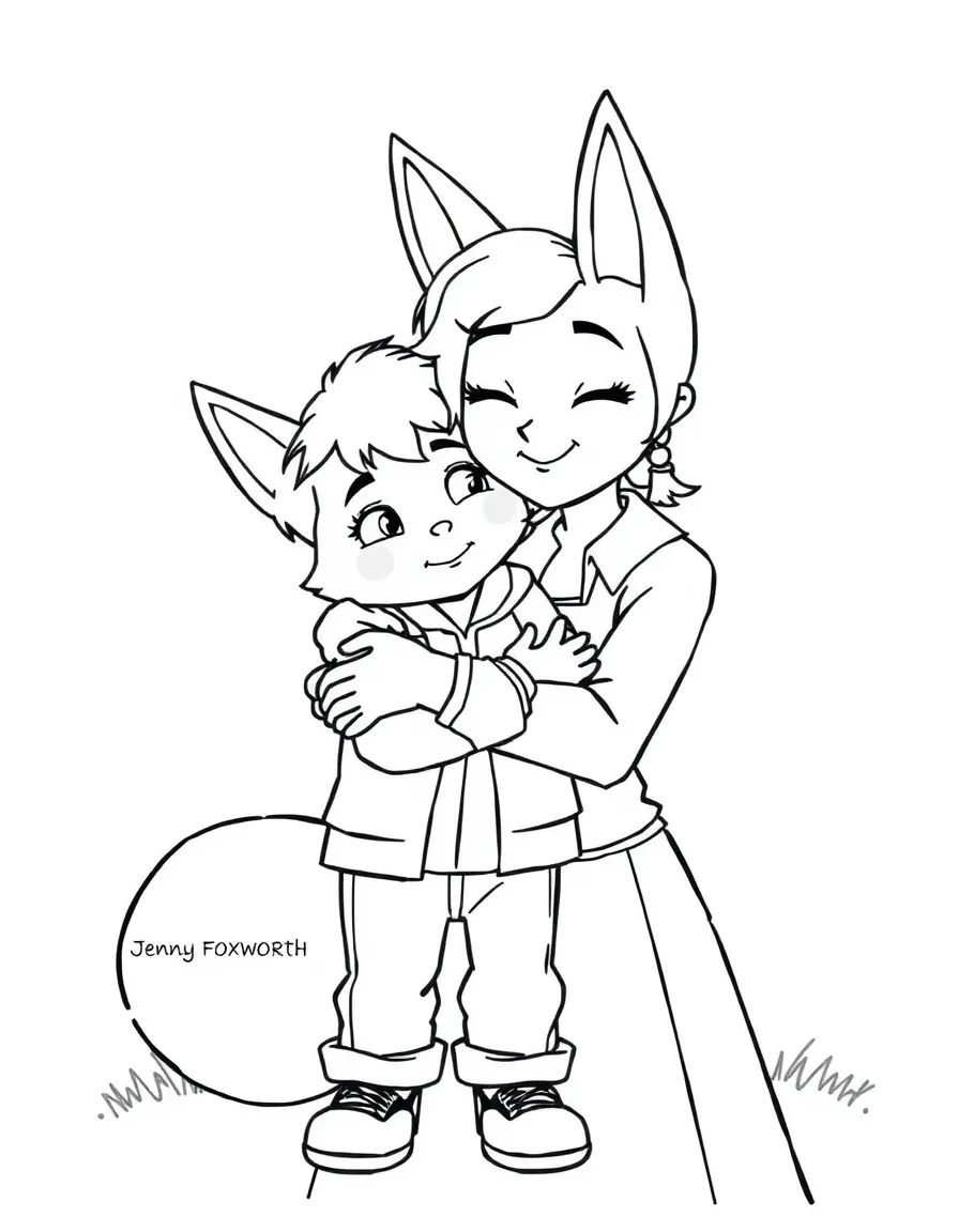 Jenny Foxworth hugging Oliver, looking kind.