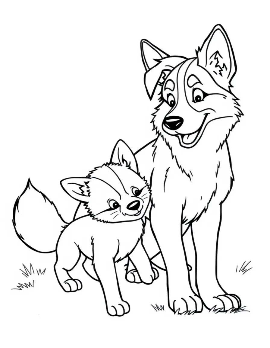 The Fox and the Hound, with Tod and Copper as puppies, playing.