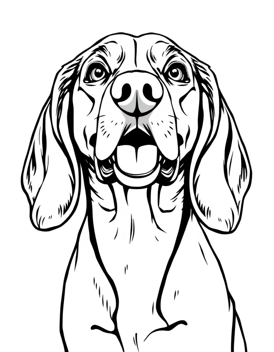 Copper the hound dog looking loyal and happy.