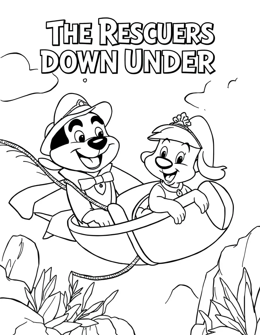 The Rescuers Down Under, with Bernard and Miss Bianca flying with Wilbur.