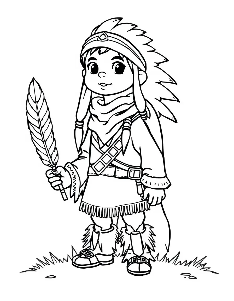 Cody looking brave, holding an eagle feather.