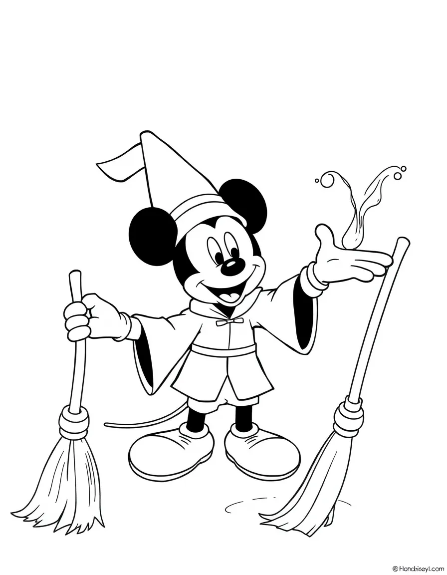Fantasia, with Mickey Mouse as the Sorcerer's Apprentice, with brooms carrying water.