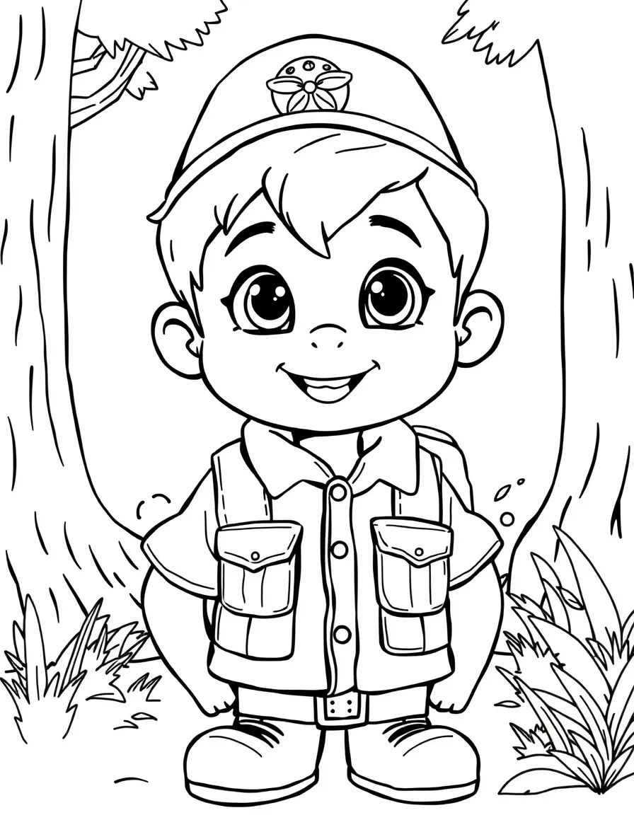 Russell looking eager, wearing his Wilderness Explorer uniform.