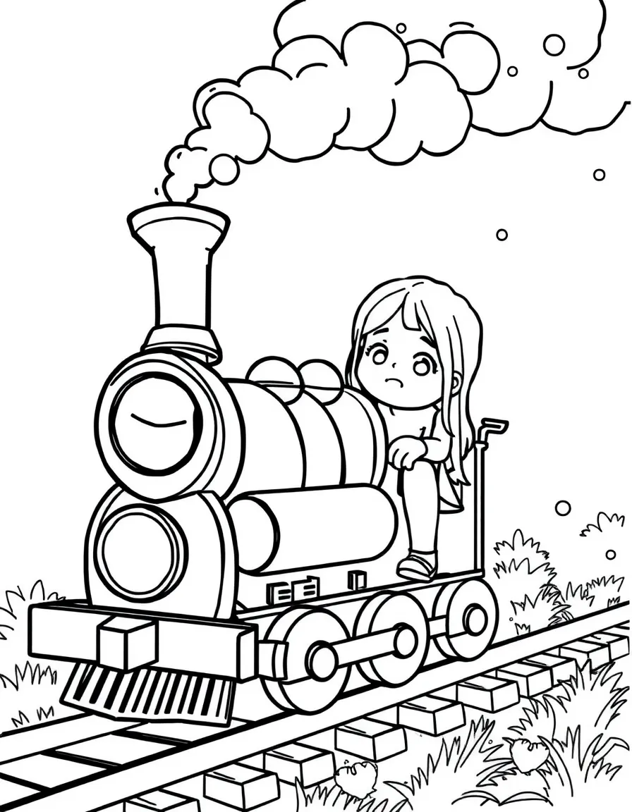 Joy and Sadness riding the Train of Thought, with memory orbs.