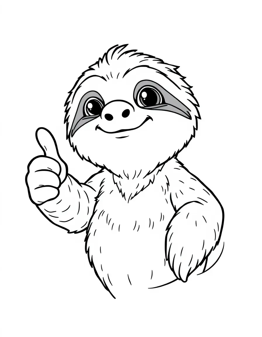 Flash the sloth slowly giving a thumbs up.