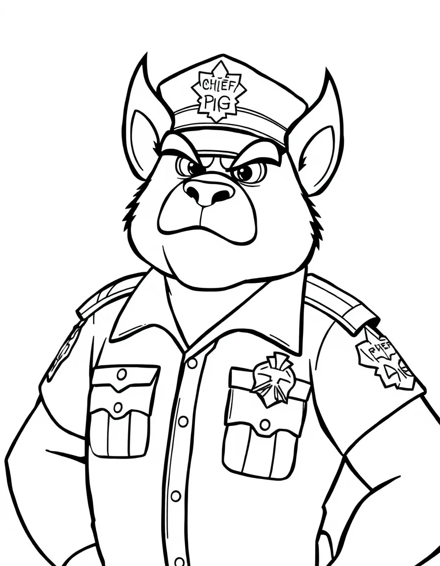Chief Bogo looking stern and strong, with his police uniform.