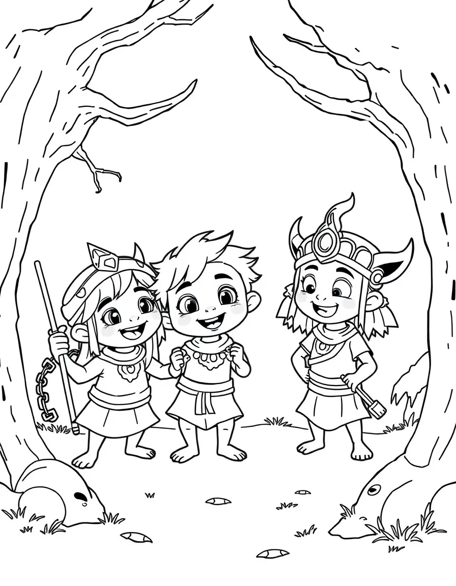 Little Noi and the Ongis causing mischief.