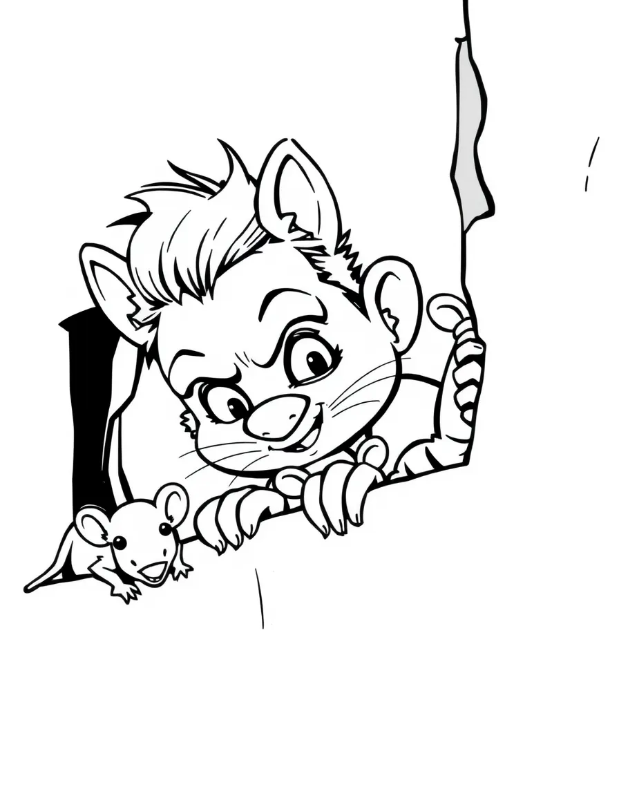 Bruno Madrigal looking shyly from behind a wall, with his rats.