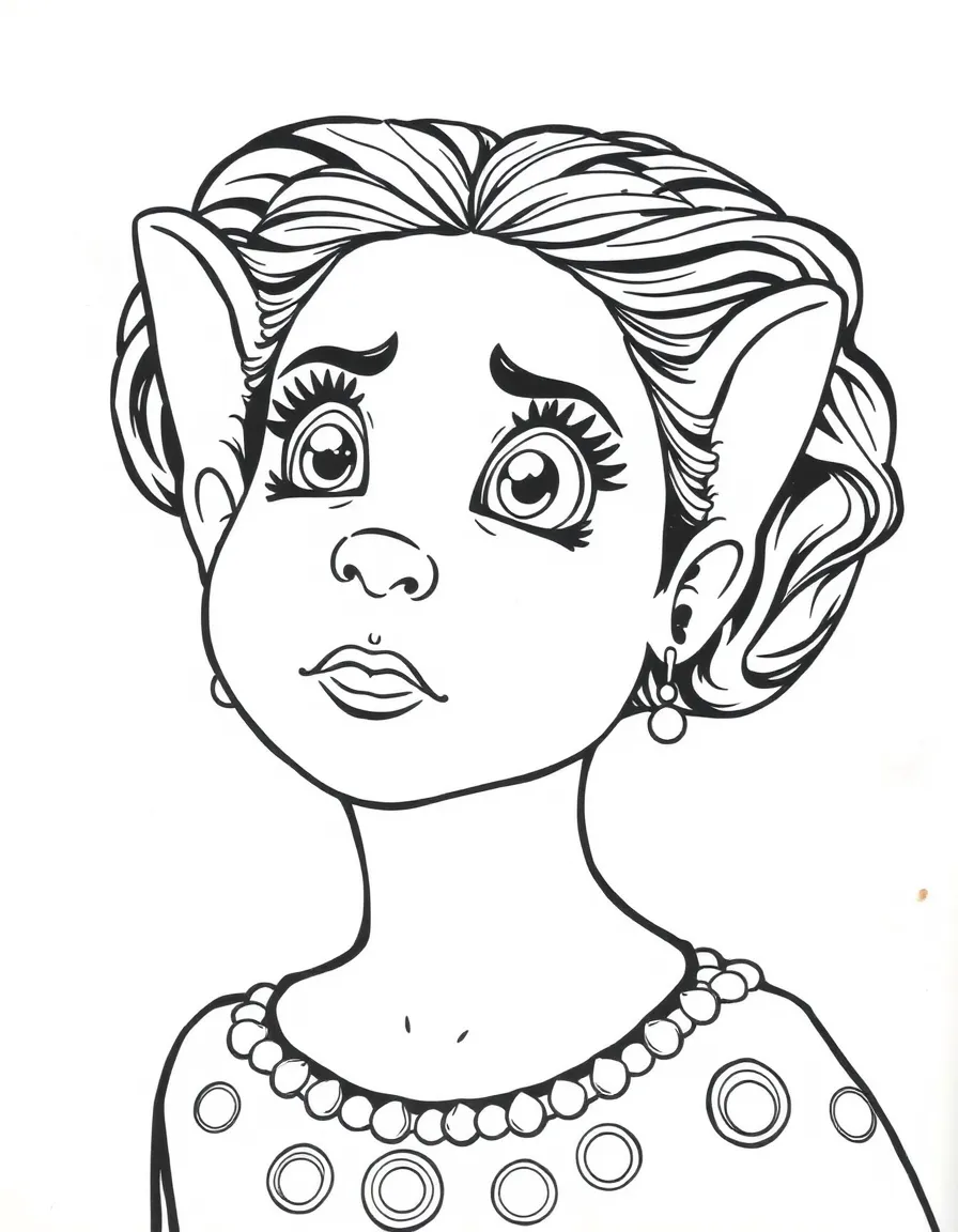 Dolores Madrigal listening intently, with her big ears.