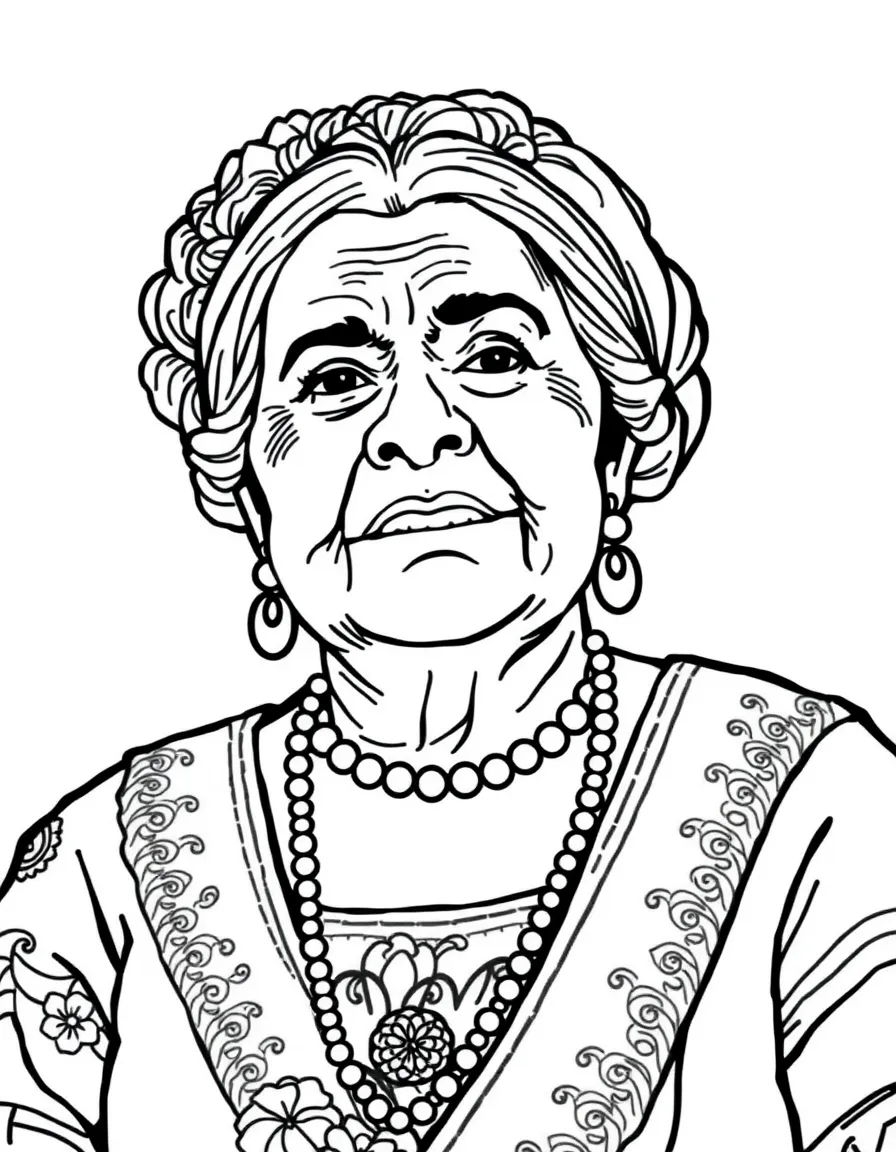 Abuela Alma Madrigal looking strong and traditional.