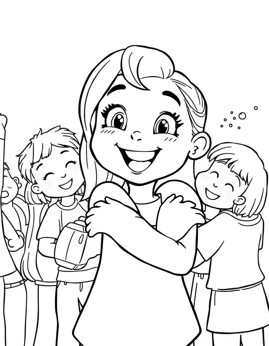 Abby Park looking excited and hugging everyone.