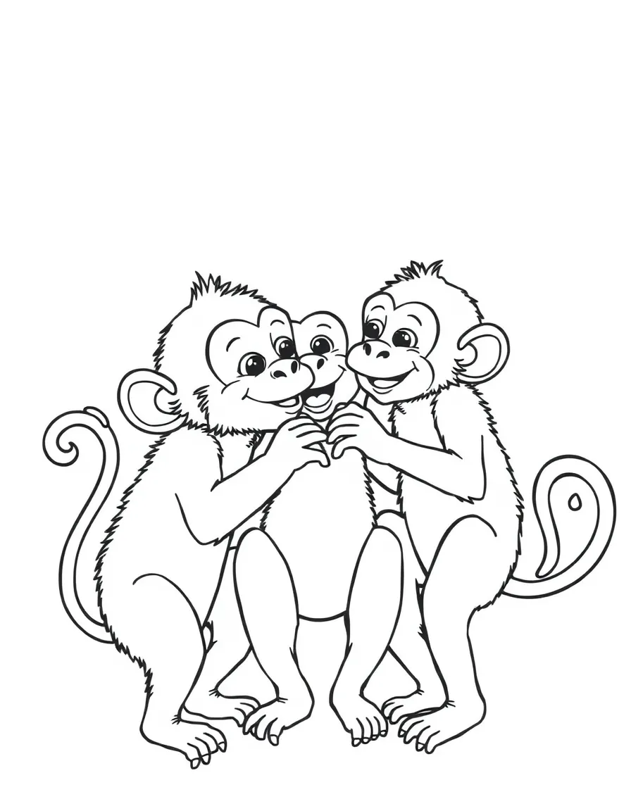 The Ongis playing together, acting like little monkeys.