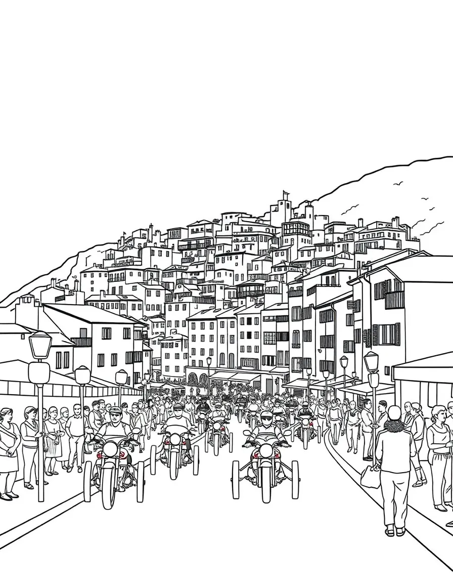 The town of Portorosso during the annual race.
