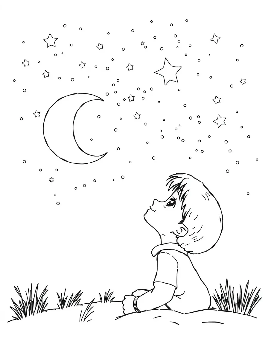 Luca looking at the stars, dreaming of the human world.