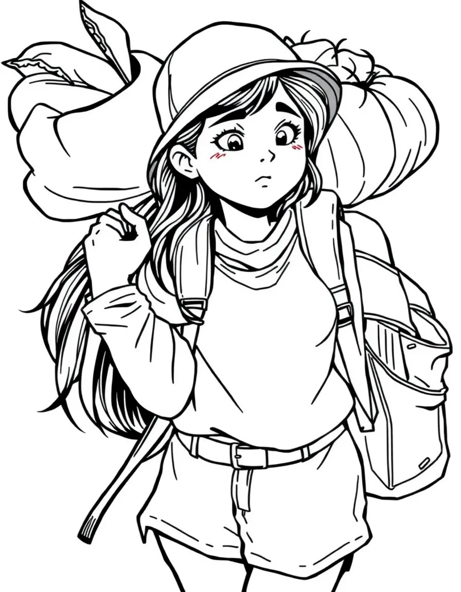 Luisa struggling with her strength, carrying too many things.
