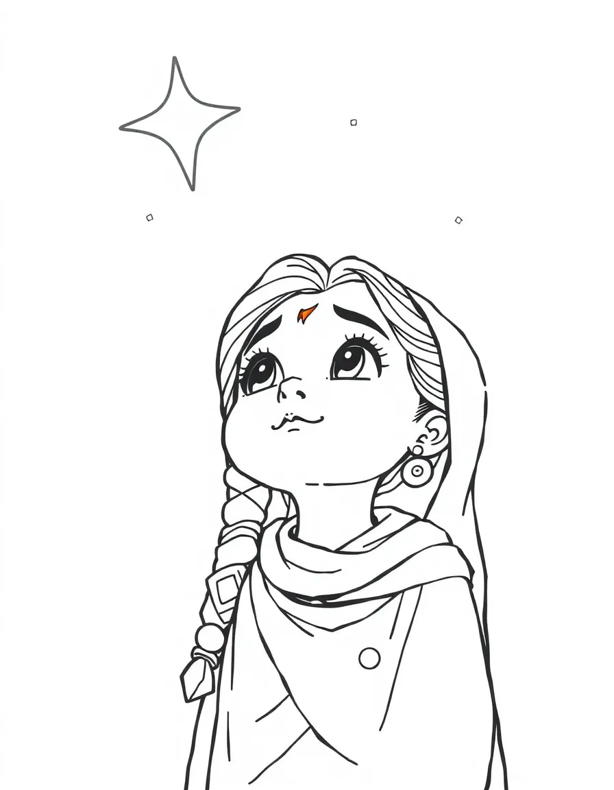Asha looking up at Star, with a hopeful expression.