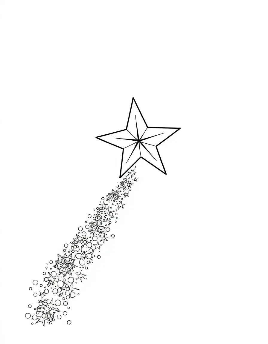 Star twinkling brightly, leaving a trail of stardust.