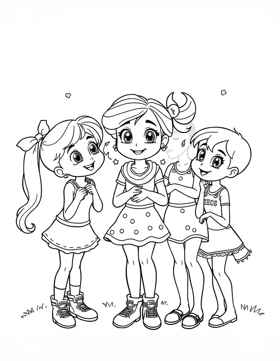 Asha and her friends planning something mischievous.