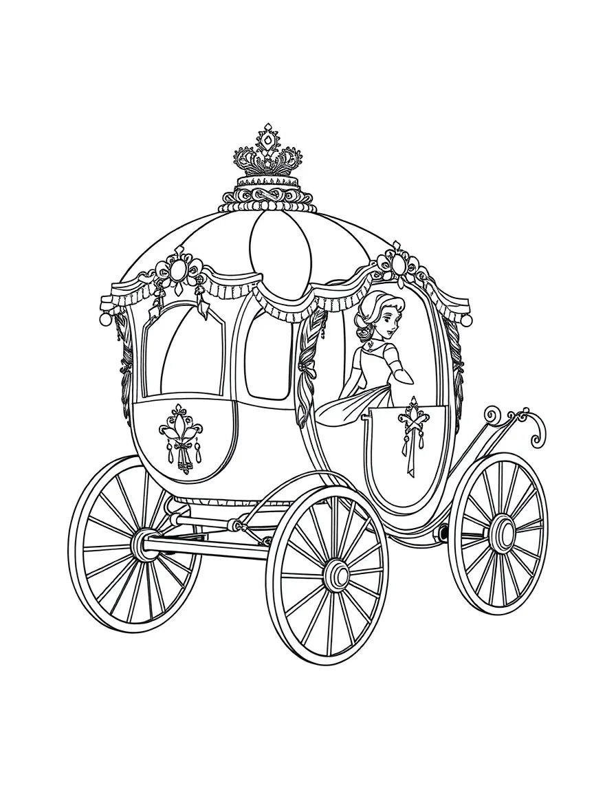 Cinderella's carriage arriving at the ball, looking grand.