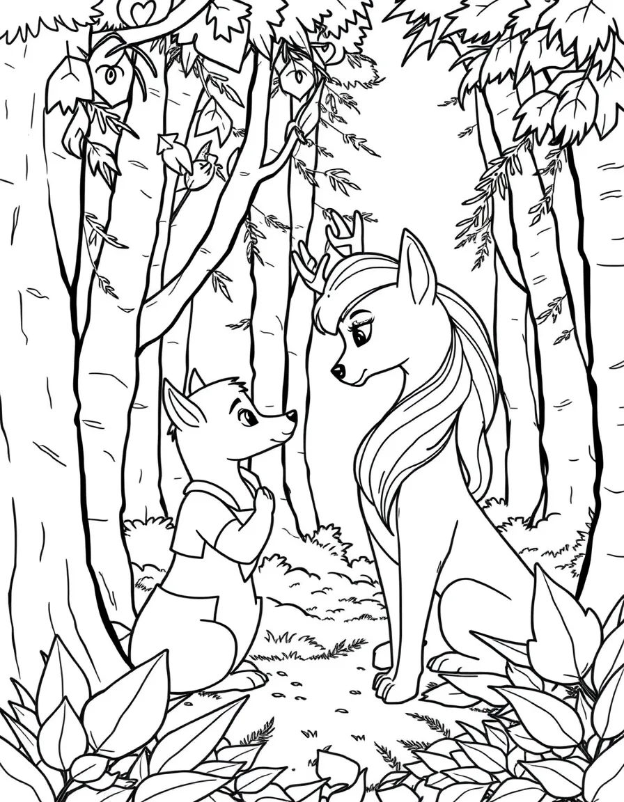 Aurora meeting Prince Philip in the forest.