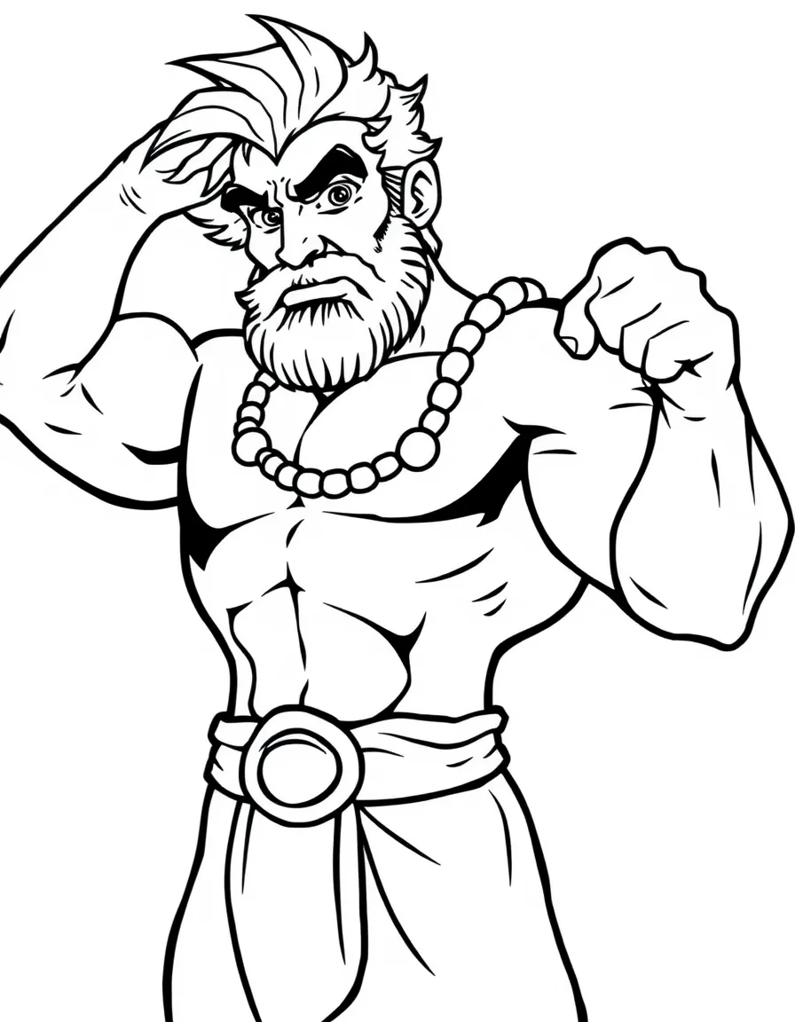 Hercules flexing his muscles, looking strong.
