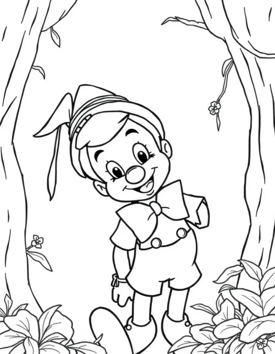 Pinocchio looking happy after becoming a real boy.