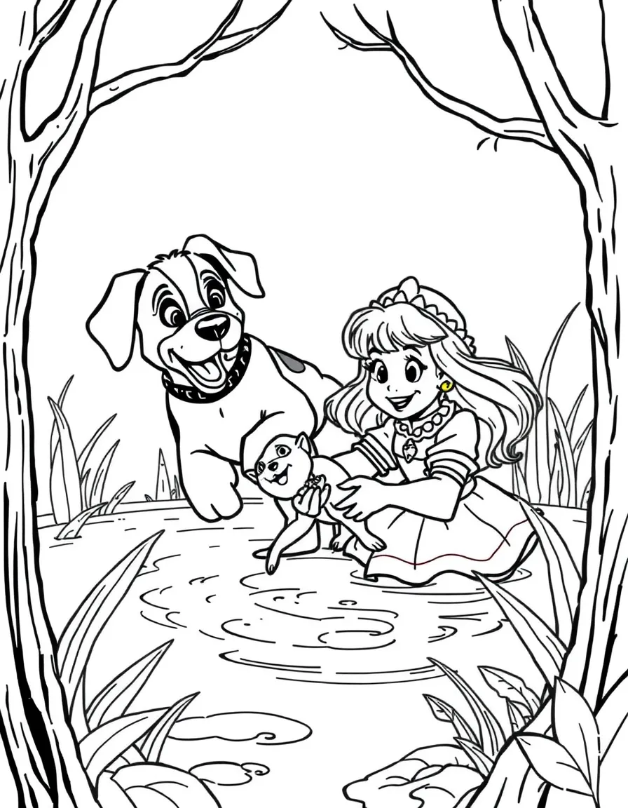 Bernard and Miss Bianca rescuing Penny from the swamp.