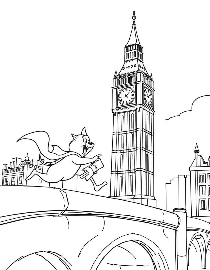 Basil chasing Ratigan across Big Ben.
