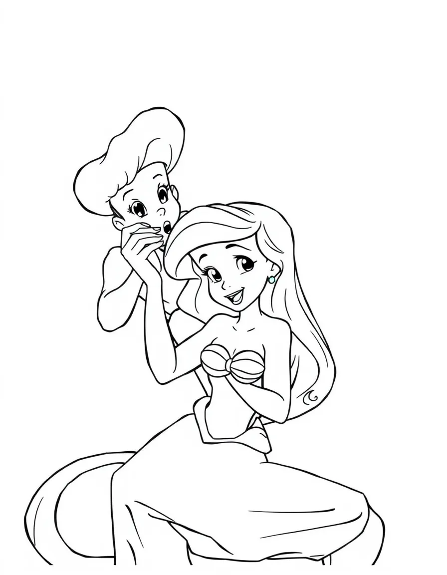 Ariel having her hair combed by a dinglehopper.