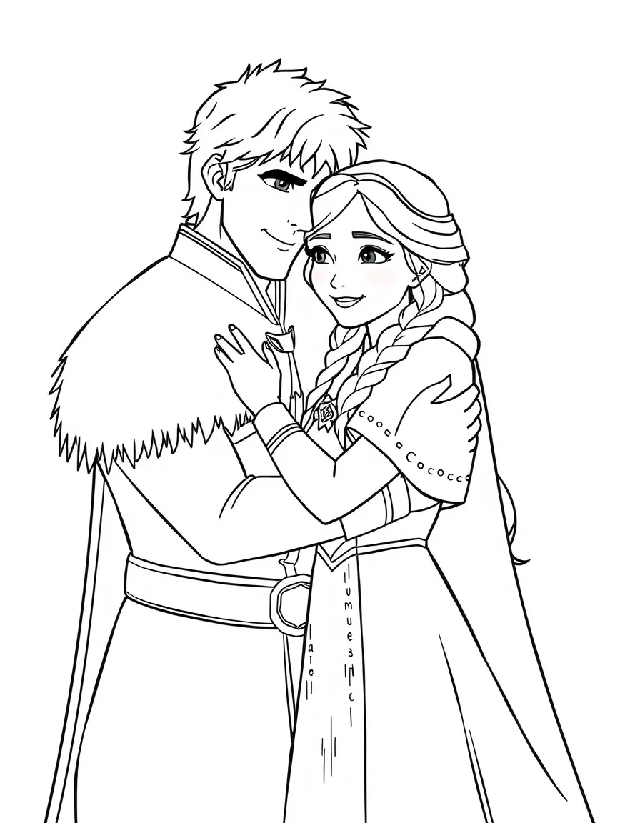 Anna and Kristoff sharing a warm embrace.