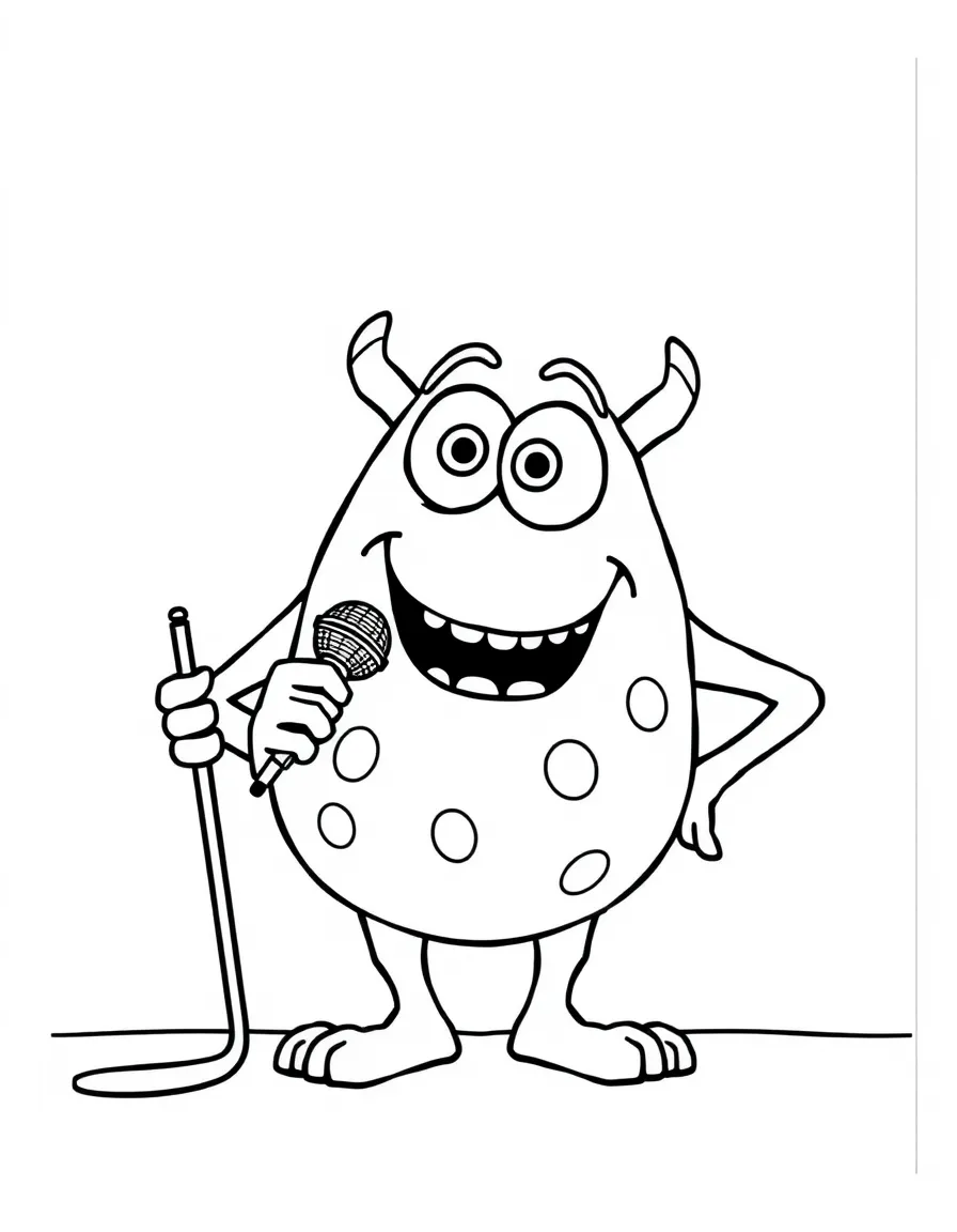Mike Wazowski performing a stand-up comedy routine.