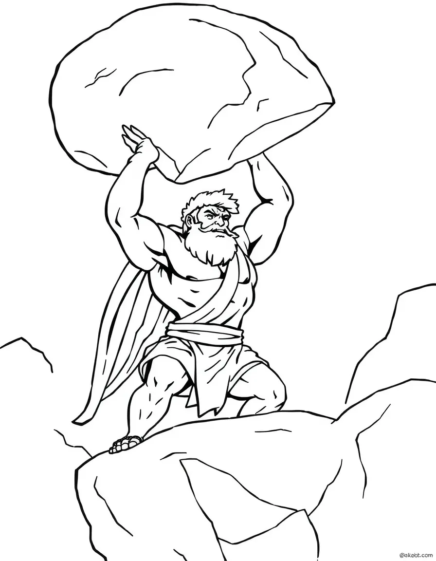 Hercules lifting a huge rock, looking strong.