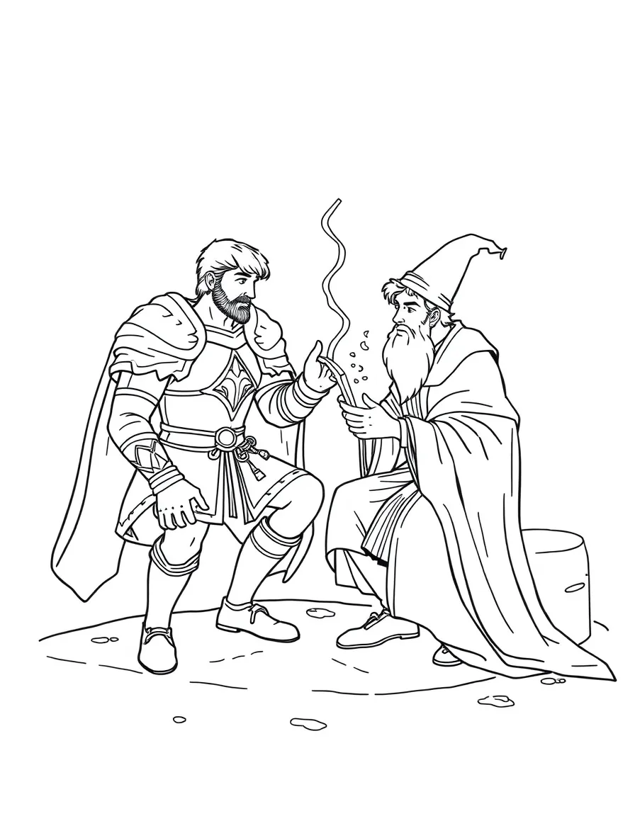 Arthur and Merlin having a magical lesson.