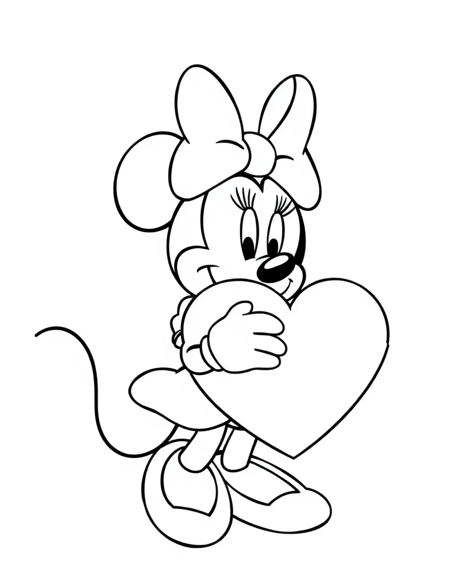 Minnie Mouse holding a giant heart.