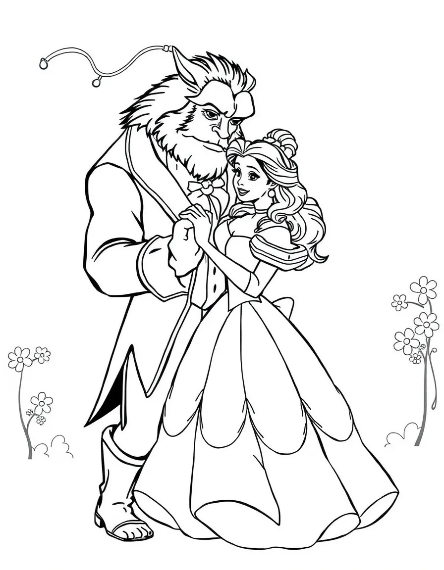 Belle sharing a dance with the Beast.