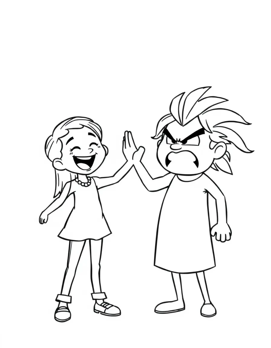Joy giving a high-five to Anger.