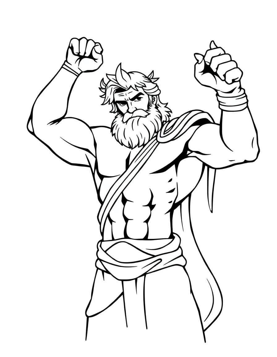 Hercules striking a heroic pose, with a laurel wreath.