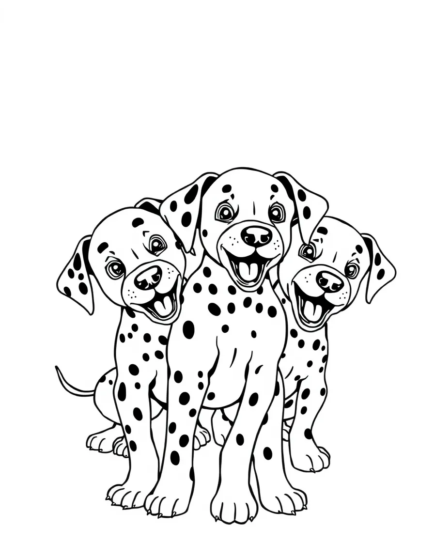 The Dalmatian puppies celebrating their escape.