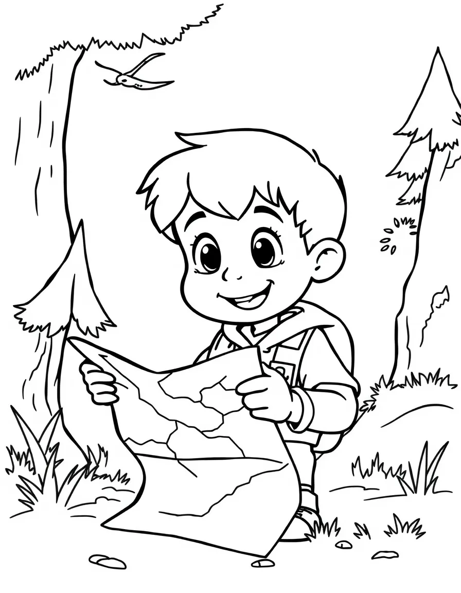 Cody looking at a map, ready for adventure.