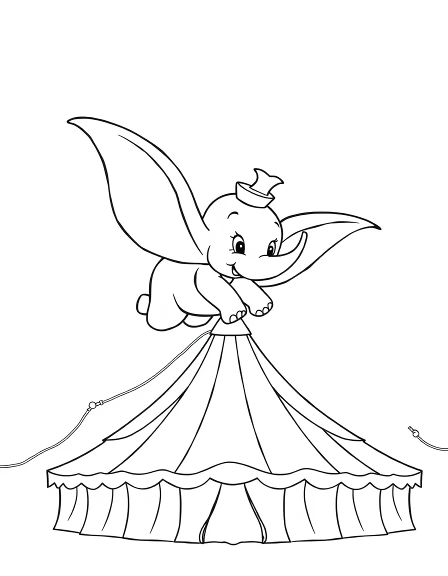 Dumbo flying over the circus tent.