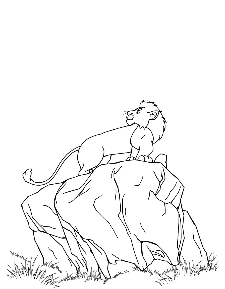 Simba fighting Scar on Pride Rock.
